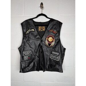 Leather Biker Vest Phase 2 Patches Embroidered Rebel Moto Rocker Punk Womens XL